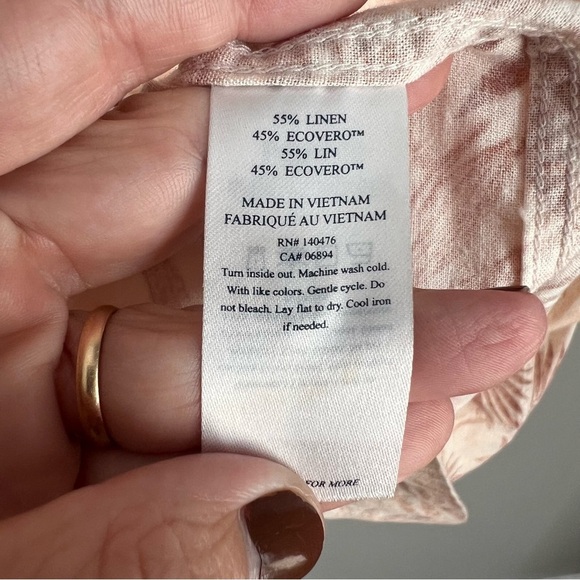 FAHERTY Gemina Dress - Peach Palms Shirt Dress Large linen ecovero - Picture 7 of 8